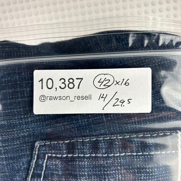 Wckd y2K Baggy Jean Shorts Size 42 Wide Leg Embroidered Blue Jorts 16" Inseam - Picture 6 of 6